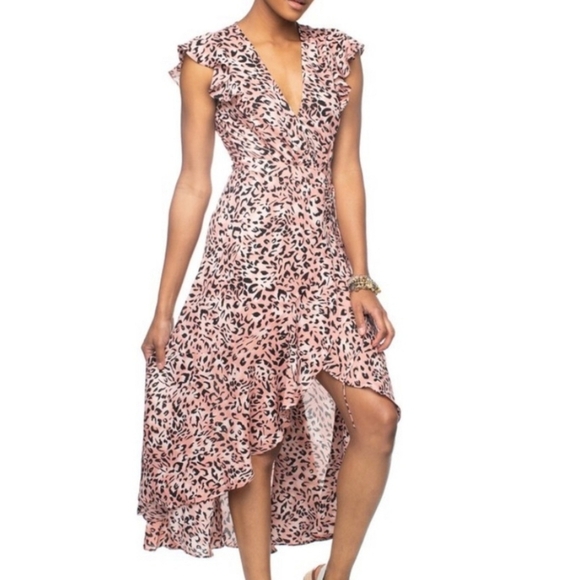 Buddy Love Dresses & Skirts - NWT BuddyLove Drew Wrap Maxi Dress in Pink Leopard Print Small